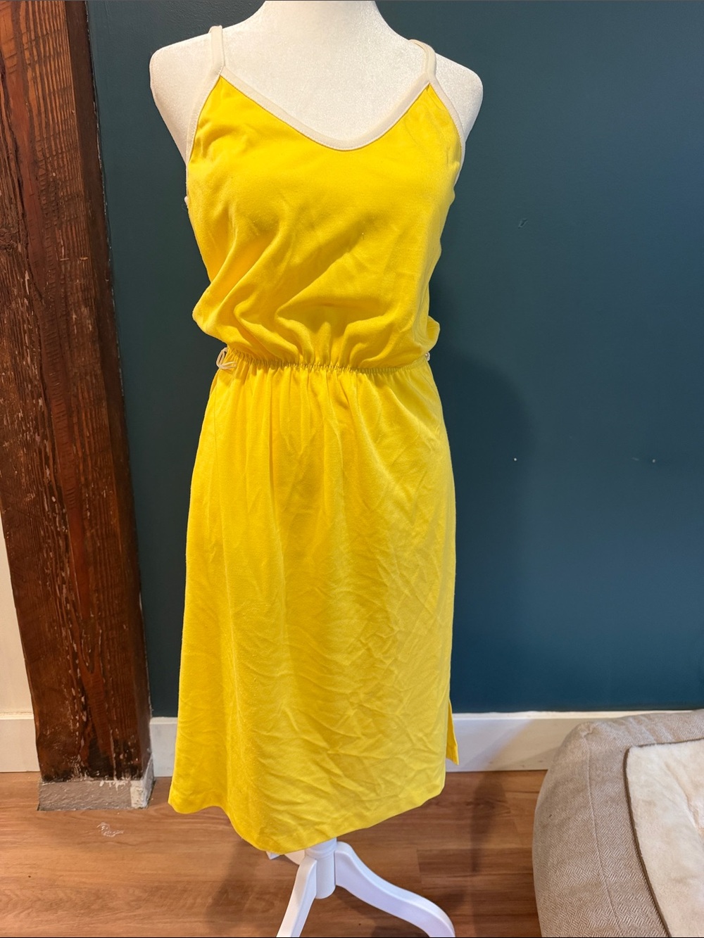 Sunny Yellow Midi Dress with Elastic Waist
